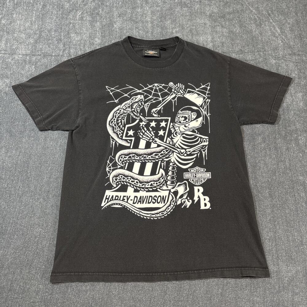 Harley-Davidson Rusty Butcher Black Skeleton Snake Shirt Men’s Size Large